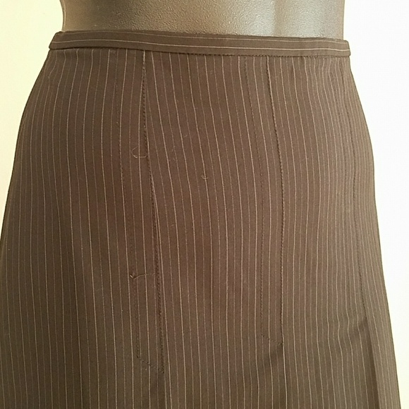 Pinstripe Pleated Career Skirt - Picture 2 of 7